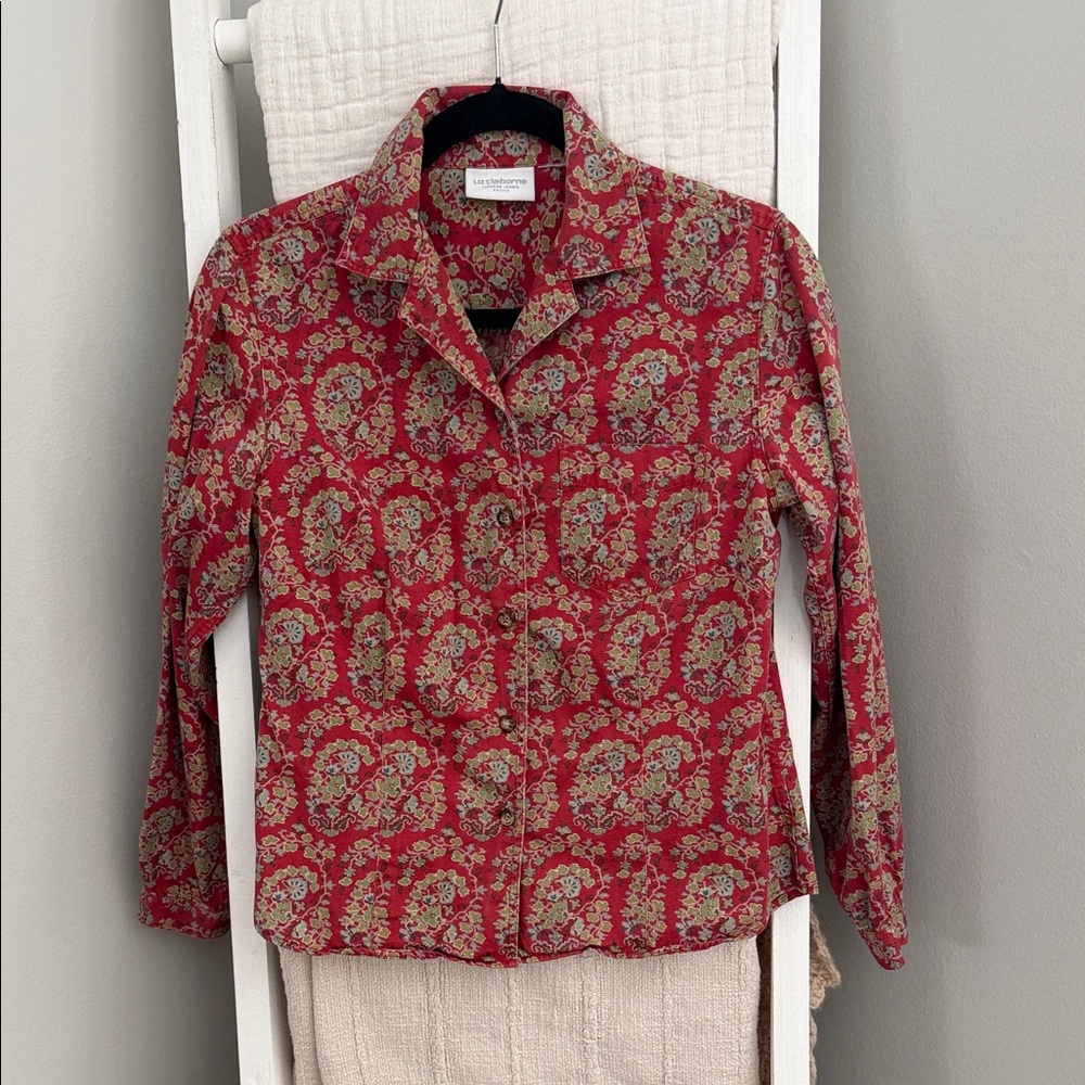 Vintage Liz Claiborne Red Paisley Button Up